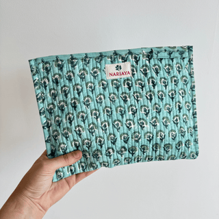 Large Block-Printed Zipped Pouch