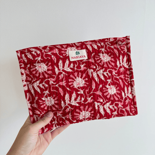 Large Block-Printed Zipped Pouch