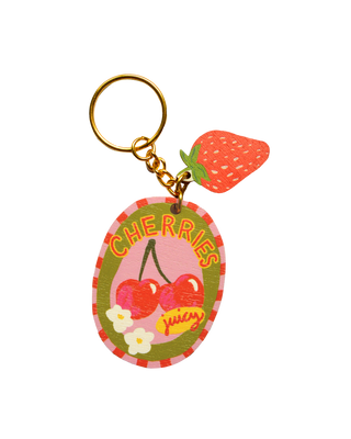 Cherries sticker charm keychain