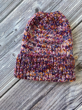 Lightweight Merino Wool Rib Beanie in Anemone - Pink