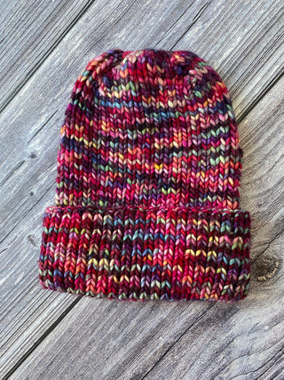 Lightweight Merino Wool Rib Beanie in Aniversario - Mixed Bright Pink