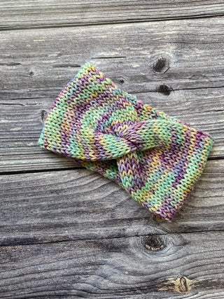 Lilac Blue Twist Front Merino Wool Ear Warmer
