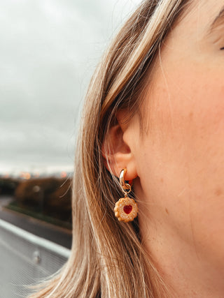 Linzer Cookie Charm Hoop Earrings