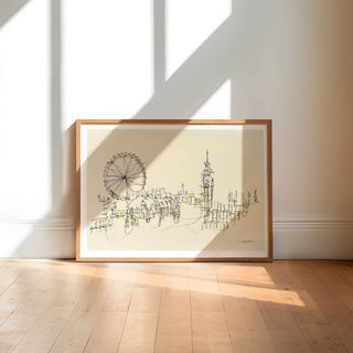 London Skyline Print with Hand Painted Gold Details