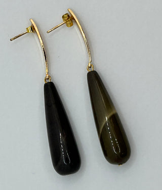 Long Grey Mookaite Drop Earrings