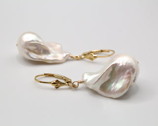 Fleur-de-Lis Flameball Pearl Earrings