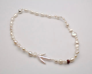 White with Chicken Foot Knotted Necklace