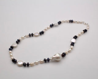 Black White Flameball Knotted Necklace