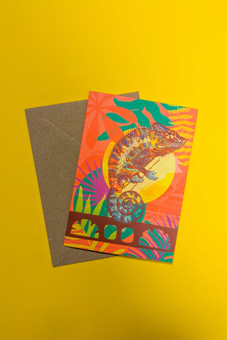 Chameleon Kingfisher Greetings Card