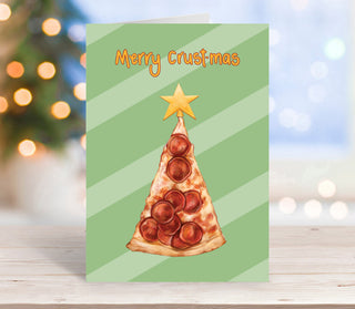 Merry crustmas pizza Greeting card