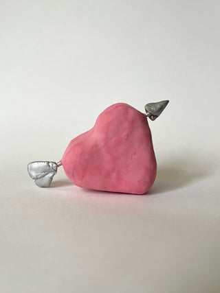 Arrow Heart Pink Papier-mâché Figurine