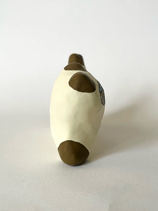 Running Siamese Cat Papier-mâché Figurine