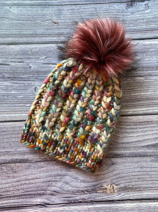 Molino Braided Hearts Beanie - Cream & Green
