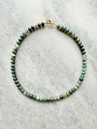 MOSS AGATE RONDELLE NECKLACE