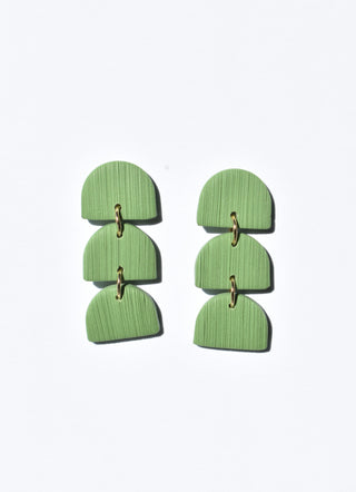 Textured Moss Green Arch Trio Earrings