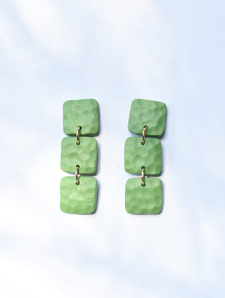 Moss Green Hammered Square Earrings