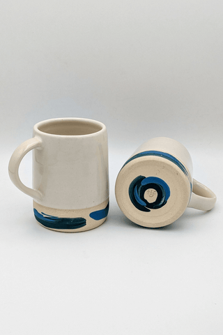 White Ceramic Mug with Teal & Blue Brushstroke