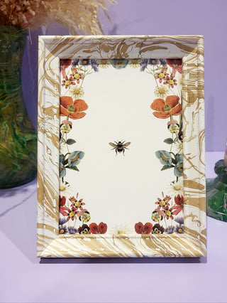 Neutral Beige & Whites Marble Wood Picture Frame