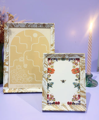 Neutral Beige & Whites Marble Wood Picture Frame