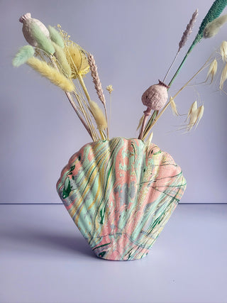 Marbled Shell Vase - Pinks, Greens & Golds