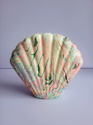 Marbled Shell Vase - Pinks, Greens & Golds