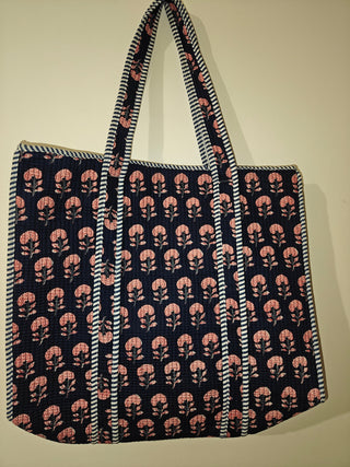 Navy Booti Print Tote