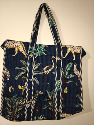 Navy Jungle Reversible Tote