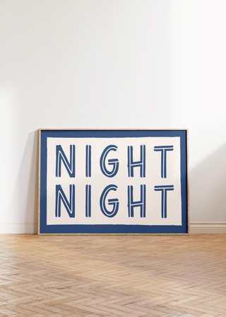 Night Night Wall Art Print (Blue)