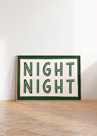 Night Night Wall Art Print (Green)