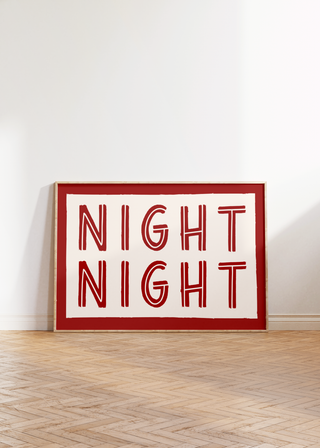 Night Night Wall Art Print (Red)