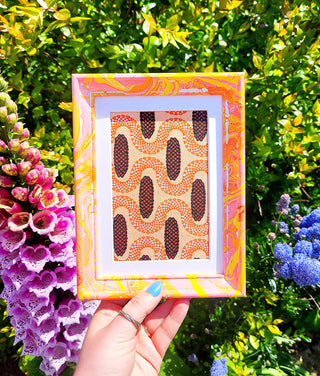 Orange & Pink Marble Wood Picture Frame