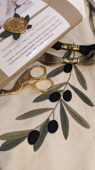 Olive Pouch Embroidery Kit
