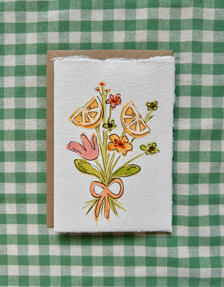 Orange Floral Hand Painted Card