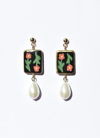 Orange Poppy Flower Earrings