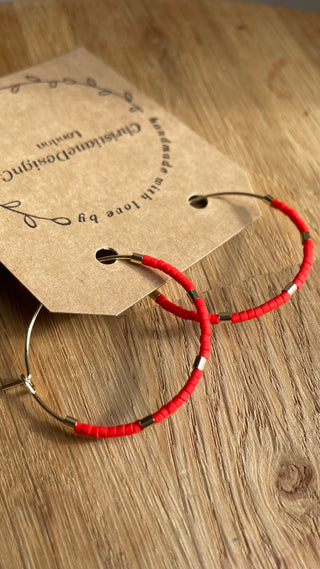 Orange red gold plated large hoops