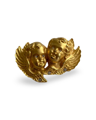 Matte Gold Cherub Brooch (Vintage, 1990s)