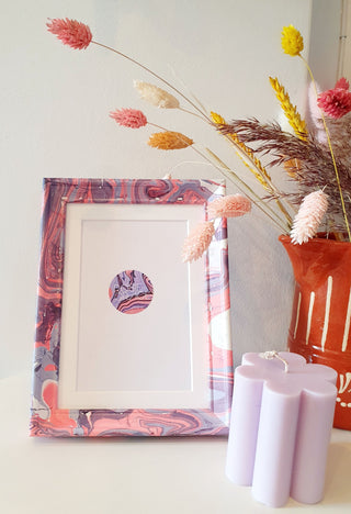 Purple & Pink Marble Wood Picture Frame