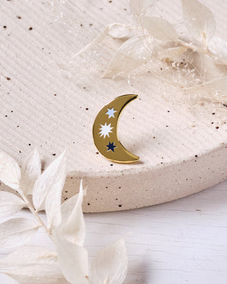 Crescent Enamel Moon Pin Badge