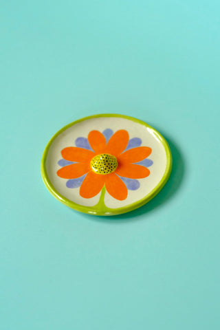 Painted Flower Incense Holder