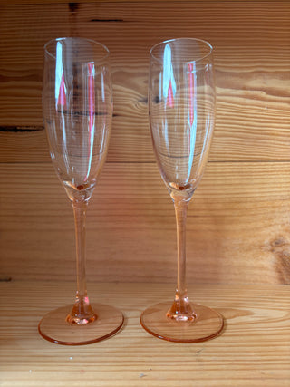 Pair of French Vintage Rosalie Champagne Flutes