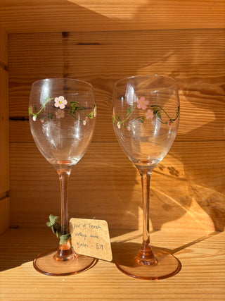 Pair of Vintage French Wine Glasses