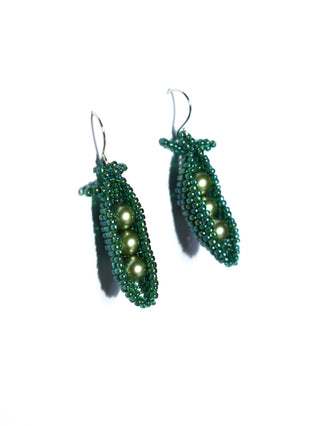 Beaded Pea Pod Earrings