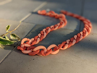 Matte Coral & Peach Regular Glasses Chain / Necklace