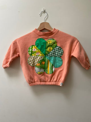 Kid’s Peach Sweatshirt with Flower Patchwork, 18mths - 2 yrs