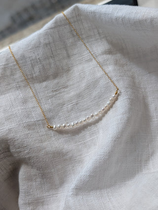 Pearl Bar Necklace - Gold Vermeil