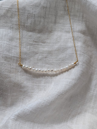 Pearl Bar Necklace - Gold Vermeil