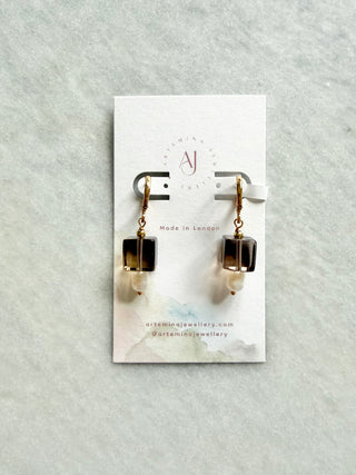 PEARL & SMOKY QUARTZ EARRINGS