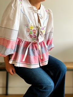 Pink Peplum Tie Blouse