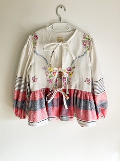 Pink Peplum Tie Blouse