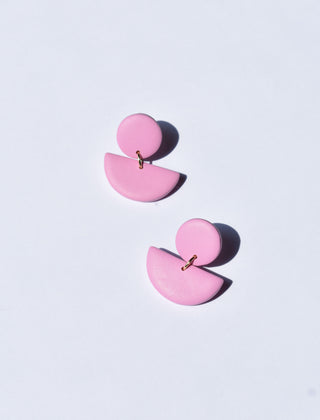Pink Half Moon Earrings